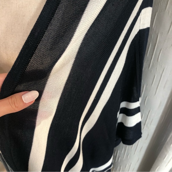 JEAN PASCALE Navy Striped Cardigan Sweater (R) - Picture 5 of 8